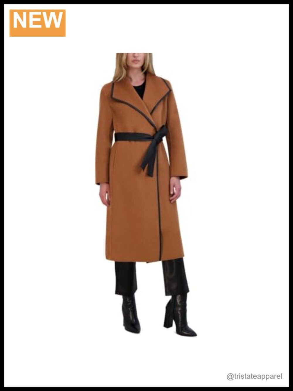 T Tahari Women's Eva Fitted Tweed Coat with Belt